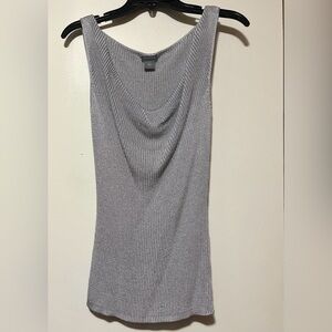 Ann Taylor Silver-Gray Sleeveless Cowl Neck Knit Tank Sweater Top